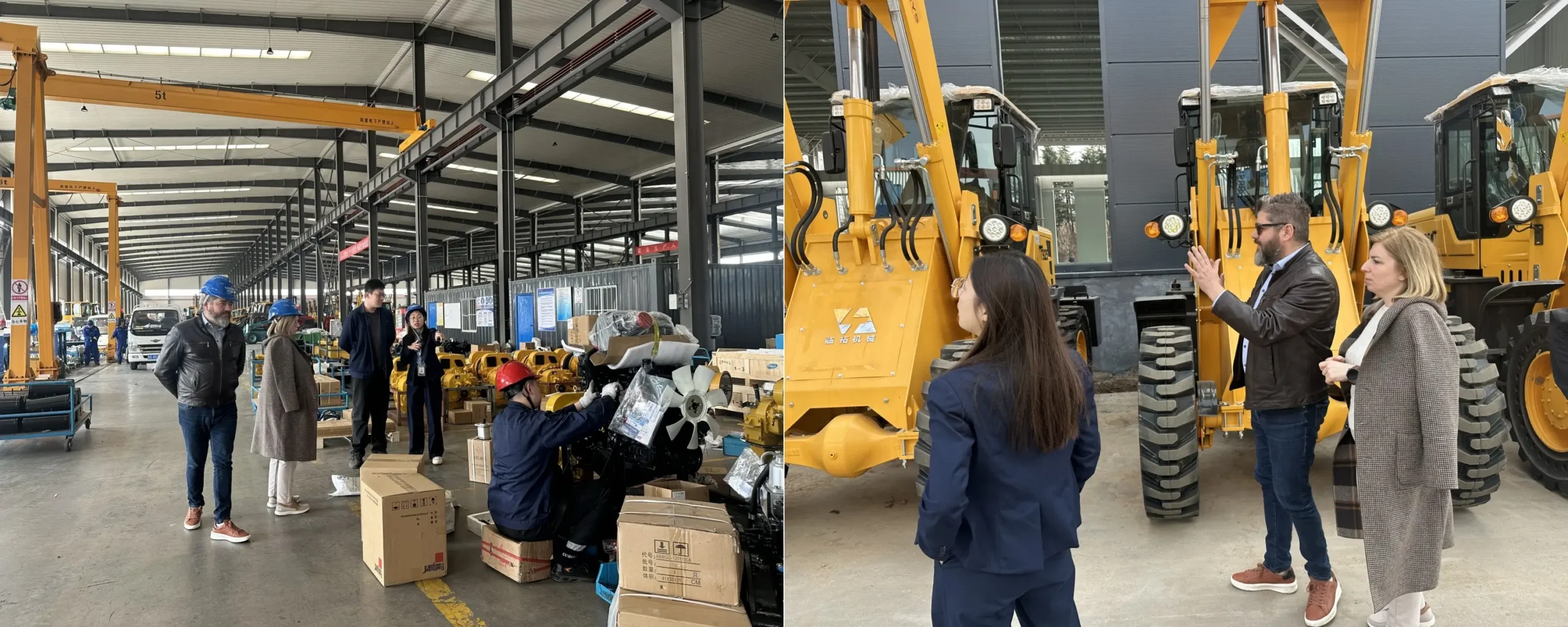 03团队信息展示员工风彩页-Concrete Mixer Manufacturer Team Customer visit at loader assembly line