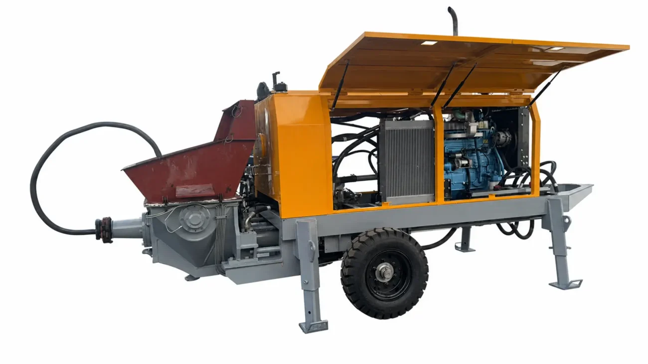 HBTS30-10-48R trailer concrete pump for output and pressure verification