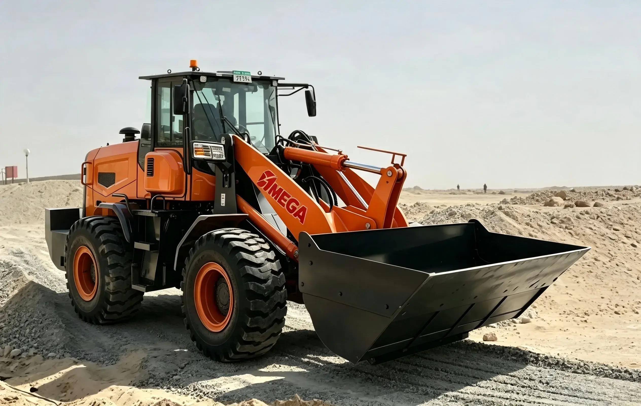 MEGA wheel loader on a sand construction site