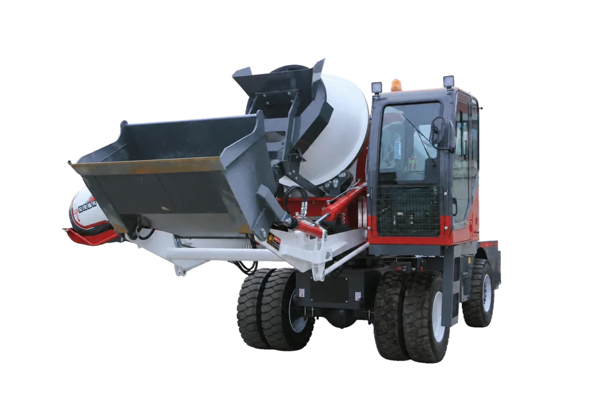 MG7500B self-loading concrete mixer in a high-capacity remote supply plan