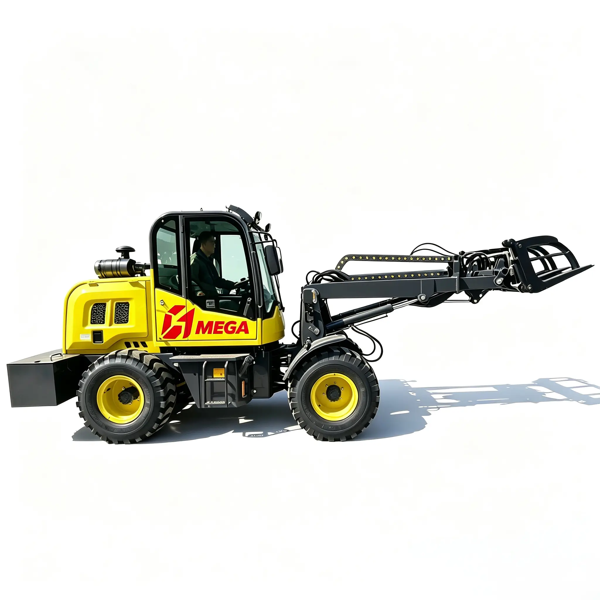 TL16 telescopic wheel loader side view with extended arm